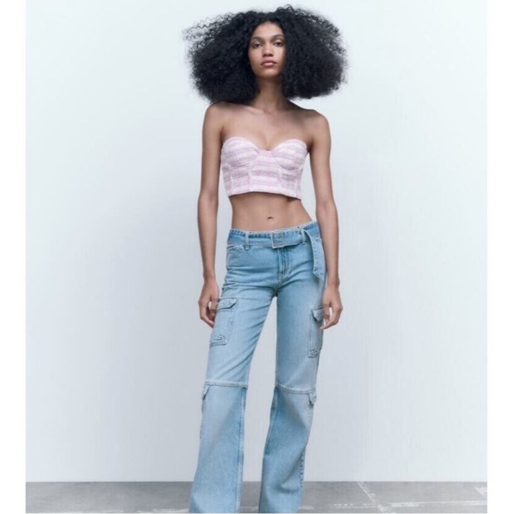 ZARA tweed purple tube top